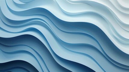 Leinwandbilder - A minimalistic wave pattern in shades of blue AI generated illustration