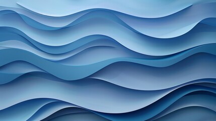 Poster - A minimalistic wave pattern in shades of blue AI generated illustration