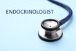 Endocrinologist. Stethoscope on light blue background, closeup. Space for text