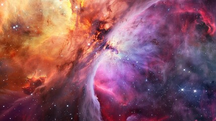 Poster - A serene view of a nebula with colorful clouds of gas and dust AI generated illustration