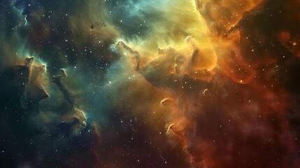 Poster - A serene view of a nebula with colorful clouds of gas and dust AI generated illustration
