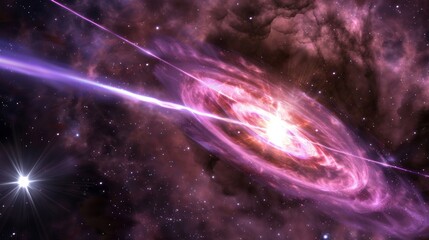 Aufkleber - A serene view of a pulsar emitting radiation beams AI generated illustration