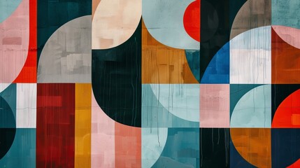 Fototapete - Abstract geometric shapes in a wall mural  AI generated illustration