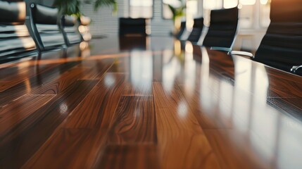 Poster - Close up shot of a conference table  AI generated illustration