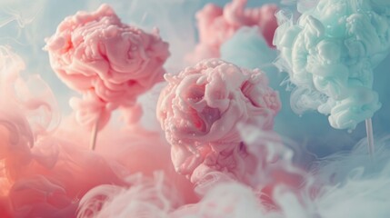 Poster - Cotton candy dreams in pastel hues AI generated illustration