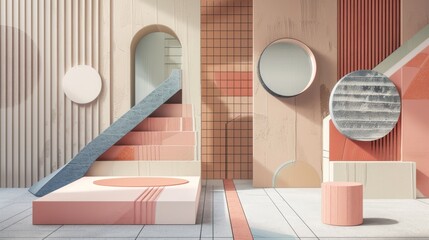 Leinwandbilder - Geometric beauty in muted tones AI generated illustration