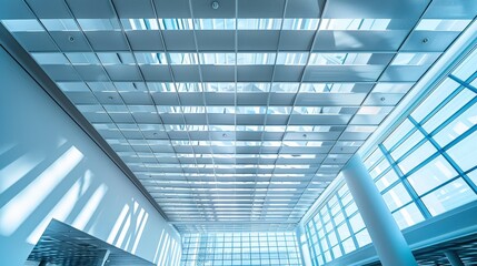 Poster - Low angle view of a conference room ceiling AI generated illustration