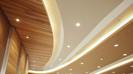Poster - Low angle view of a conference room ceiling AI generated illustration