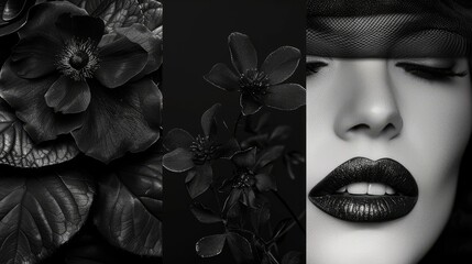 Aufkleber - Monochrome beauty in shades of black  AI generated illustration