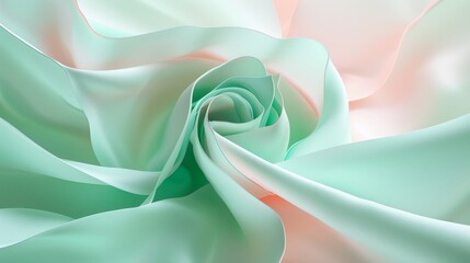 Aufkleber - Subtle mint green swirls intertwining with gentle pinks  AI generated illustration