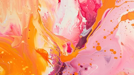 Aufkleber - Warm pastel orange and pink tones in a lively abstract print for a vibrant space AI generated illustration