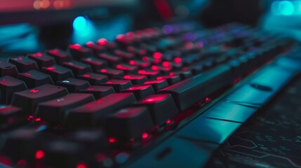 Aufkleber - A close-up of a computer keyboard AI generated illustration