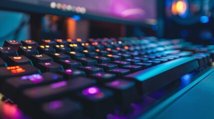 Aufkleber - A close-up of a computer keyboard AI generated illustration