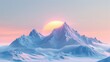 Serene Snow-Capped Mountain Landscape with Pastel Sunset Sky