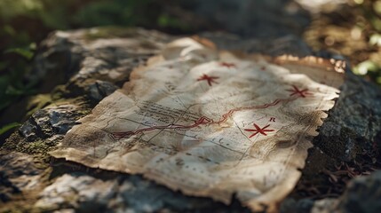 A faded map with a trail of red X marks  AI generated illustration