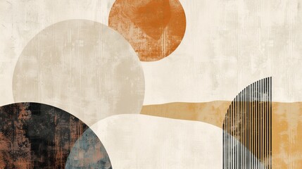 Leinwandbilder - A minimalist design of organic shapes in muted tones  AI generated illustration