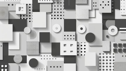 Leinwandbilder - A minimalist geometric pattern in shades of grey AI generated illustration