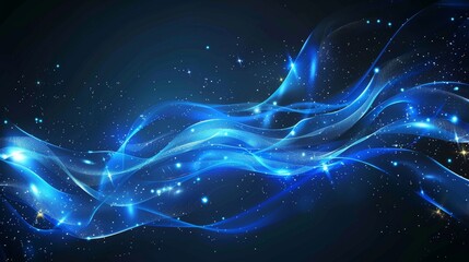 Futuristic Dark Blue Wave Line Background with Glowing Light Effect Generative AI