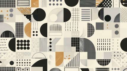 Leinwandbilder - Abstract geometric patterns in a neutral color palette AI generated illustration