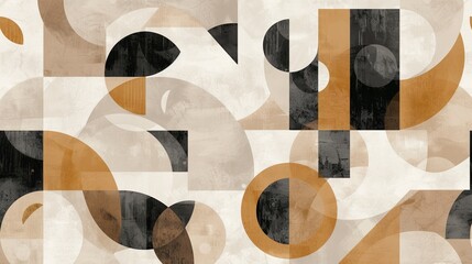 Fototapete - Abstract geometric patterns in a neutral color palette  AI generated illustration
