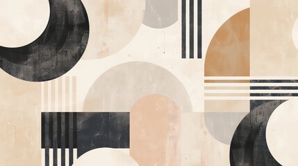 Aufkleber - abstract geometric patterns in a neutral color palette ai generated illustration