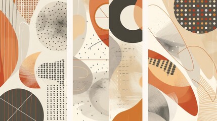 Leinwandbilder - Abstract geometric patterns in a neutral color palette AI generated illustration