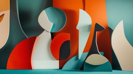 Fototapete - Abstract shapes in a harmonious composition AI generated illustration