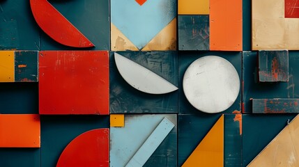 Aufkleber - Geometric shapes arranged in a grid pattern AI generated illustration