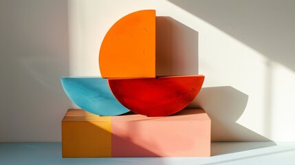 Fototapete - Simple shapes layered on top of each other AI generated illustration