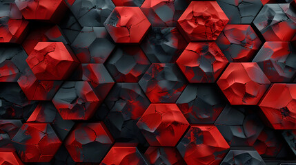 Sticker - generate an exagon wallpaper in color red and black