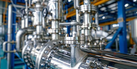 Aufkleber - Precision-Engineered Industrial Valves and Pipes in a High-Tech Manufacturing Facility, Generative AI