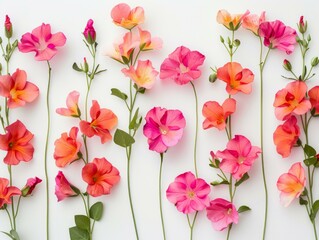 Poster - A bunch of pink flowers are arranged in a row. Generative AI.