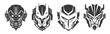set of black design of robot heads