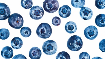 Aufkleber - A collection of blueberries placed closely together in a neat row on a white background
