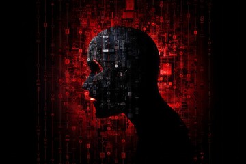 Poster - A hacker's silhouette behind a cracked digital lock, signifying cyberattacks