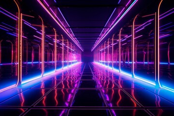 Wall Mural - Glowing neon tunnel with an otherworldly ambiance