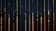 A photo of a row of neatly organized fishing rods.