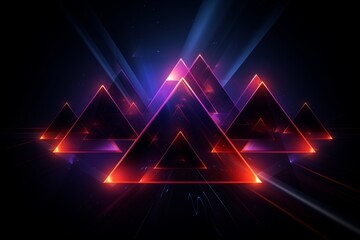 Wall Mural - Neon triangles forming a dynamic composition