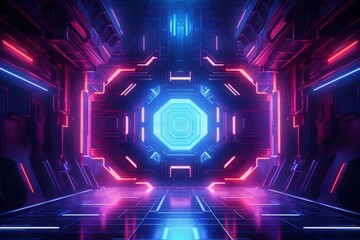 Wall Mural - Abstract cyberpunk background with holographic elements and futuristic style