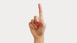 © Nemanja - Woman hand index finger pointing up, isolated on a white background. Above direction, touch or click concept. Choice press gesture, recommend product, check important promo