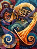 Fototapeta Do pokoju - Abstract jazz instruments.