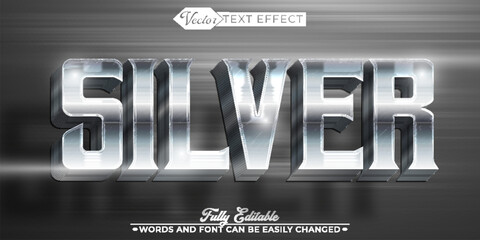 Wall Mural - Metallic Silver Vector Editable Text Effect Template