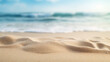 empty sand beach and seashore waves background with copy space