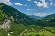 Beautiful panorama mountains of Montenegro. Mountains and forests on the slopes of the mountains. Valley of Tara river.