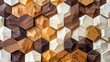 Front view of a geometric fall crafted from 3D wooden hexagons, Ai Generated.