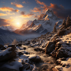 Wall Mural - rocky mountain sunrise