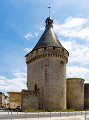 Wall Mural - View of medieval fortified tower of port entrance (Tour du Grand Port) in French city of Libourne