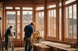 © free - Construction workers install new windows and doors at home using safety equipment