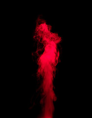 Sticker - Abstract background of chaotically mixing puffs of red smoke on a dark background