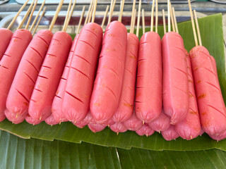 Sticker - grilled sausages in the market